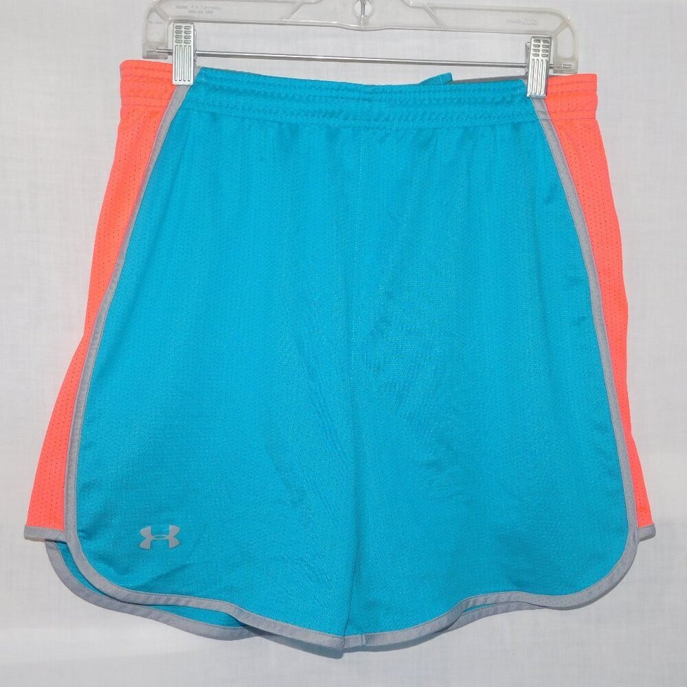 Under Armour Loose Heatgear Blue Neon Pink Activewear athletic Shorts Womens M